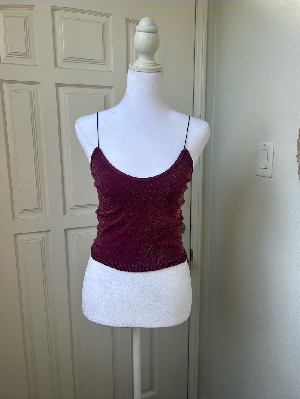 Free People Intimately Shimmer Cami Tank M/L Berry Plum Metallic ✨